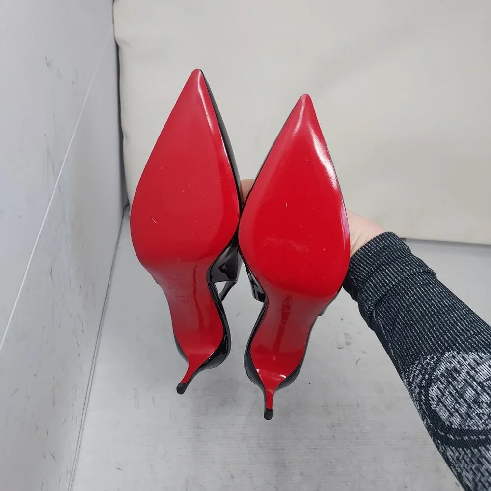 Christian Louboutin Black Patent Hot Chick Slingback Pump - Picture 2 of 12